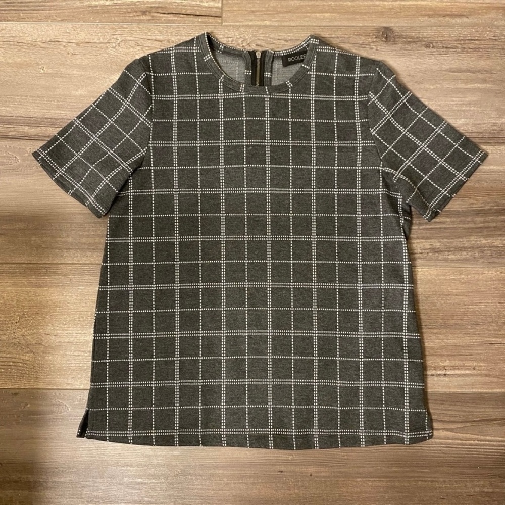 Roolee window pane style short sleeve shirt- size small